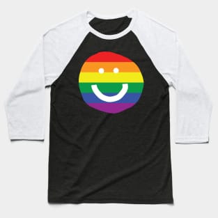 Pride Smiley Face White Eyes Baseball T-Shirt